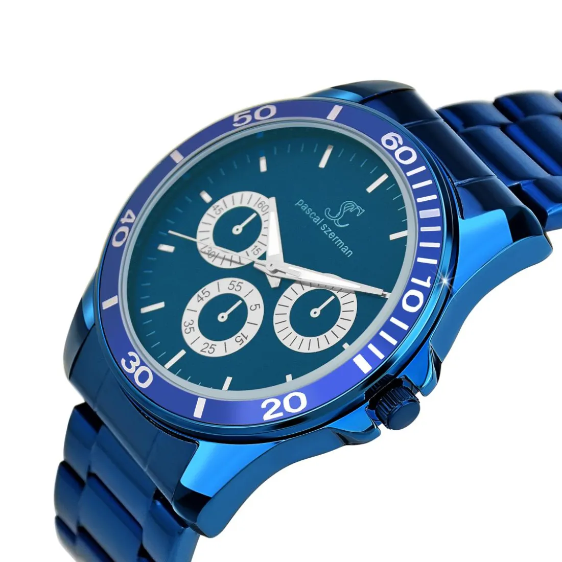 Montre homme quartz acier bleu par Pascal Szerman