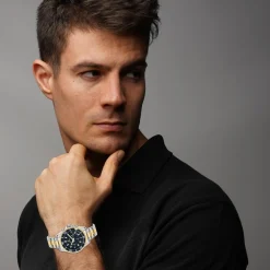 Montre homme quartz par Pascal Szerman bicolore fond noir
