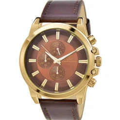 Montre homme quartz par Pascal Szerman dorée et marron