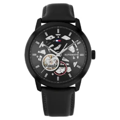 Montre Homme Tommy Hilfiger Henry Auto - 1710659 Bracelet Cuir Noir