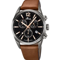 Montre Lotus L18683-2 - CHRONO Dateur,Chronographe Bracelet Cuir Marron Cadran Noir Homme