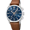 Montre Lotus L18691-2 - CHRONO Dateur,Chronographe Cuir Marron Cadran Bleu Homme