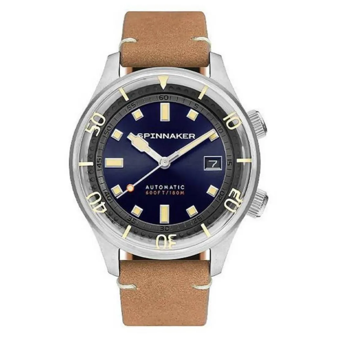 Montre Spinnaker SP-5062-05 - BRADNER Automatique Boîtier Acier Acier Bracelet Cuir Marron Cadran Bleu Homme