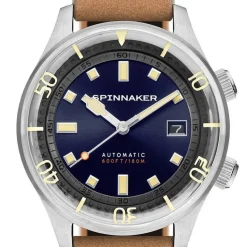 Montre Spinnaker SP-5062-05 - BRADNER Automatique Boîtier Acier Acier Bracelet Cuir Marron Cadran Bleu Homme