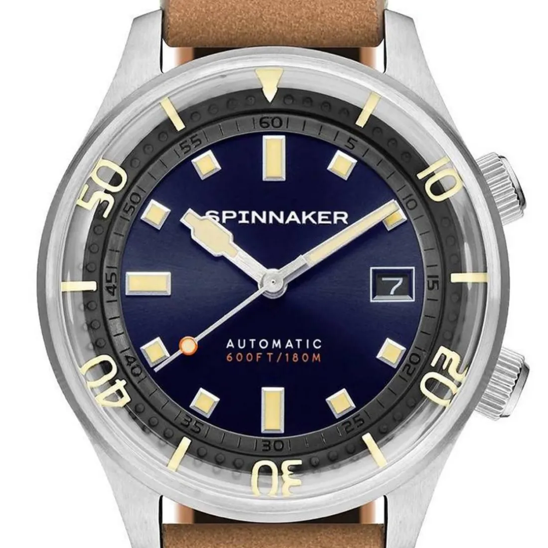 Montre Spinnaker SP-5062-05 - BRADNER Automatique Boîtier Acier Acier Bracelet Cuir Marron Cadran Bleu Homme