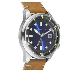 Montre Spinnaker SP-5062-05 - BRADNER Automatique Boîtier Acier Acier Bracelet Cuir Marron Cadran Bleu Homme