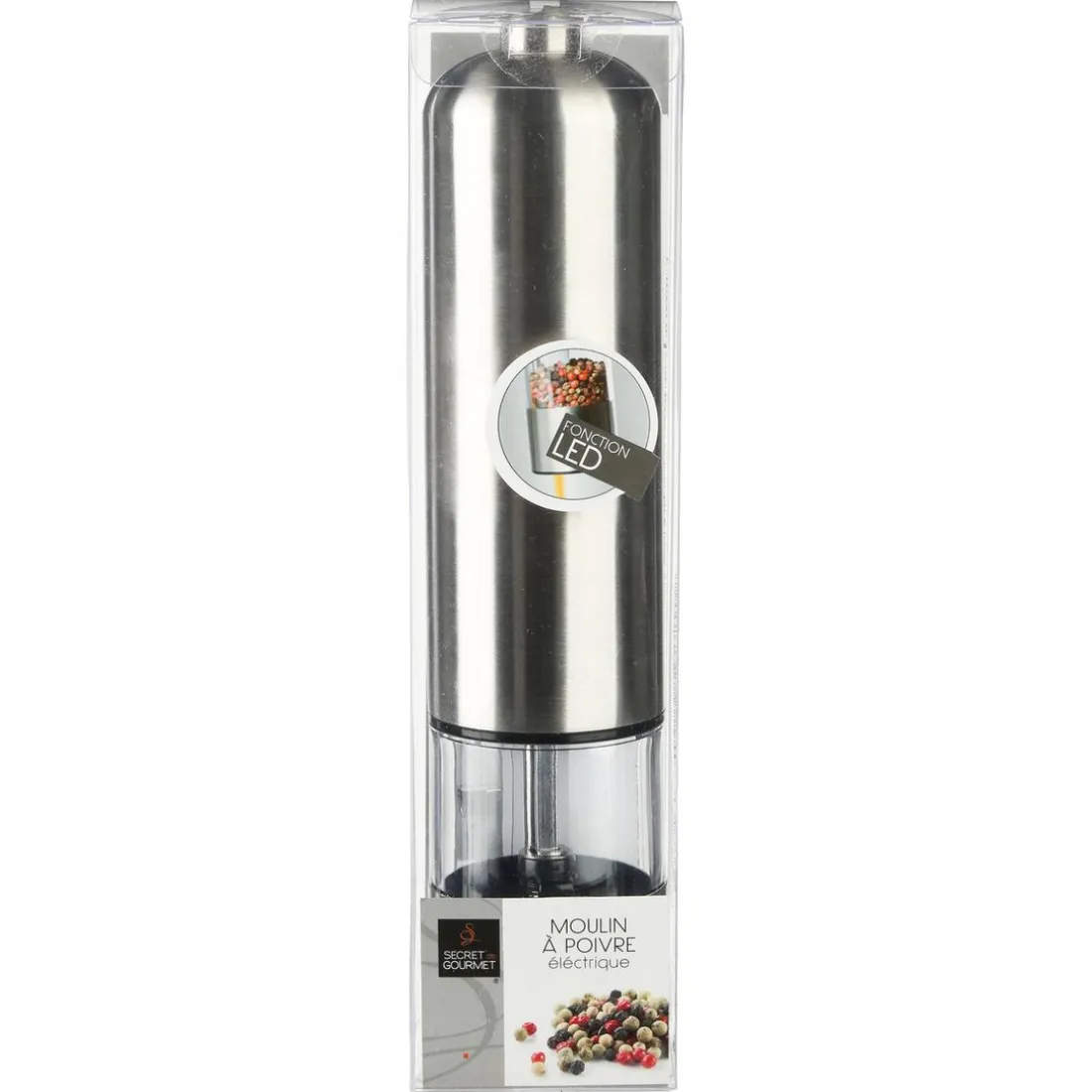 Moulin à poivre inox électrique led