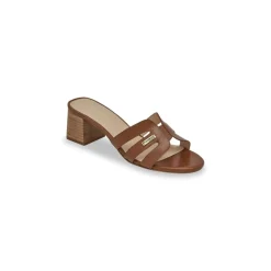 Mule à talon LIVIA tan en cuir marron clair