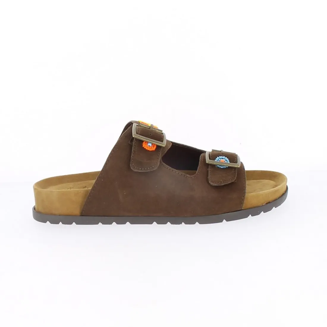 Mules double brides En Cuir - Marron