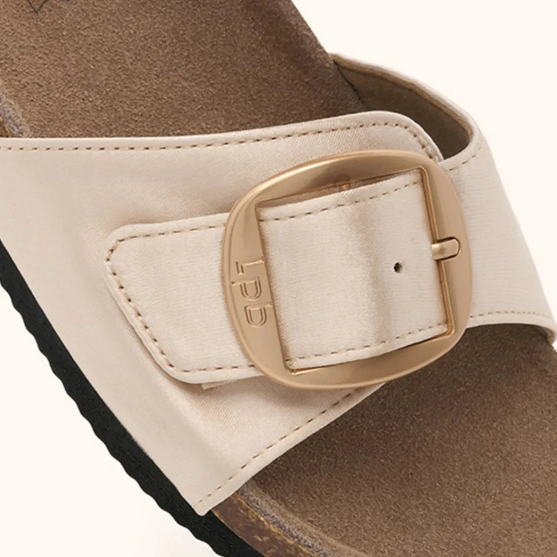Mules FLEURICE en satin craie beige