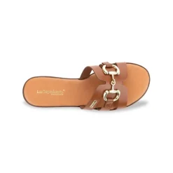 Mules plate en cuir HAMIA tan camel