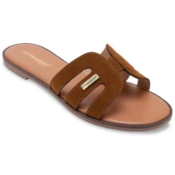 Mules plate en cuir HAMIGA cognac