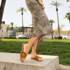 Mules plate en cuir HAMIGA cognac