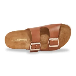 Mules plates femme ZATIX marron en cuir