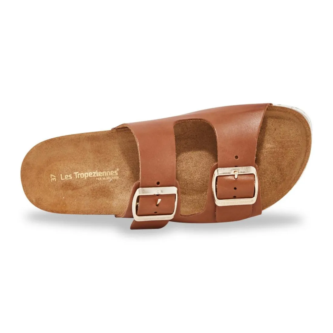 Mules plates femme ZATIX marron en cuir