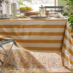 Nappe antitache RAYAS à rayures jaune ocre