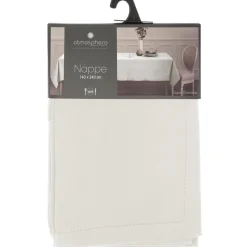 Nappe chambray, blanc, coton, dimensions 140x240 cm