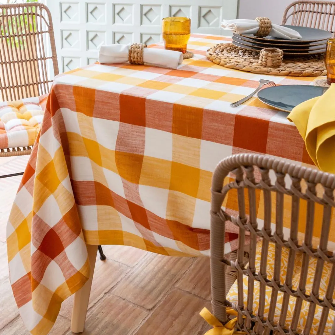 Nappe en coton AFRIOL orange terracotta