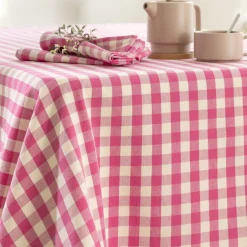 Nappe en coton DOULIANA vichy rose pivoine