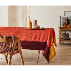Nappe en Taffetas Froissé AMBIANCE - Terre Cuite