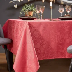 Nappe jacquard damassée en polyester.100% polyester Nydel® -bois de rose