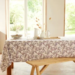 Nappe motif fleurs GLYCINAP violet violine