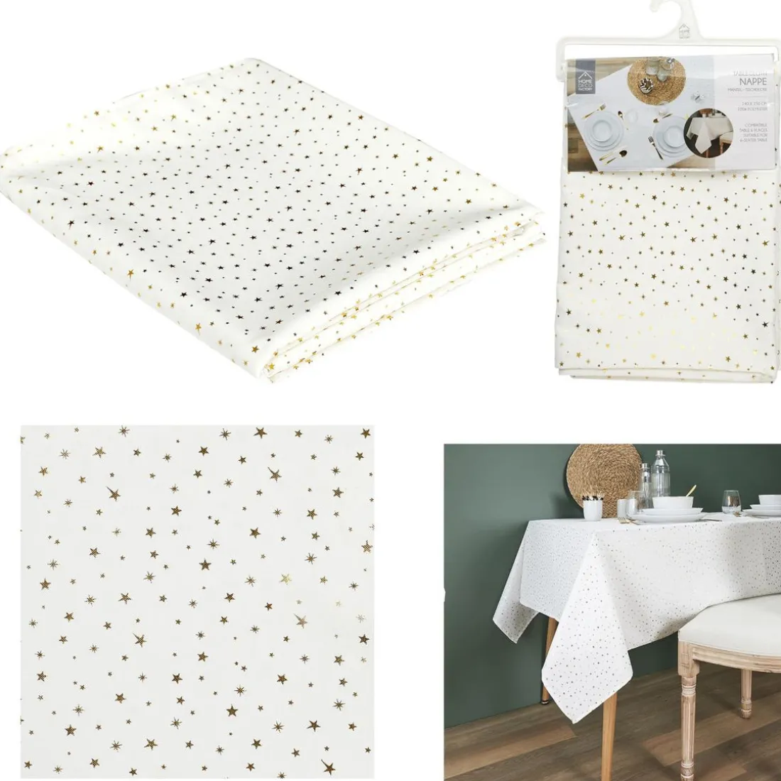 Nappe Motif Étoile Dorée