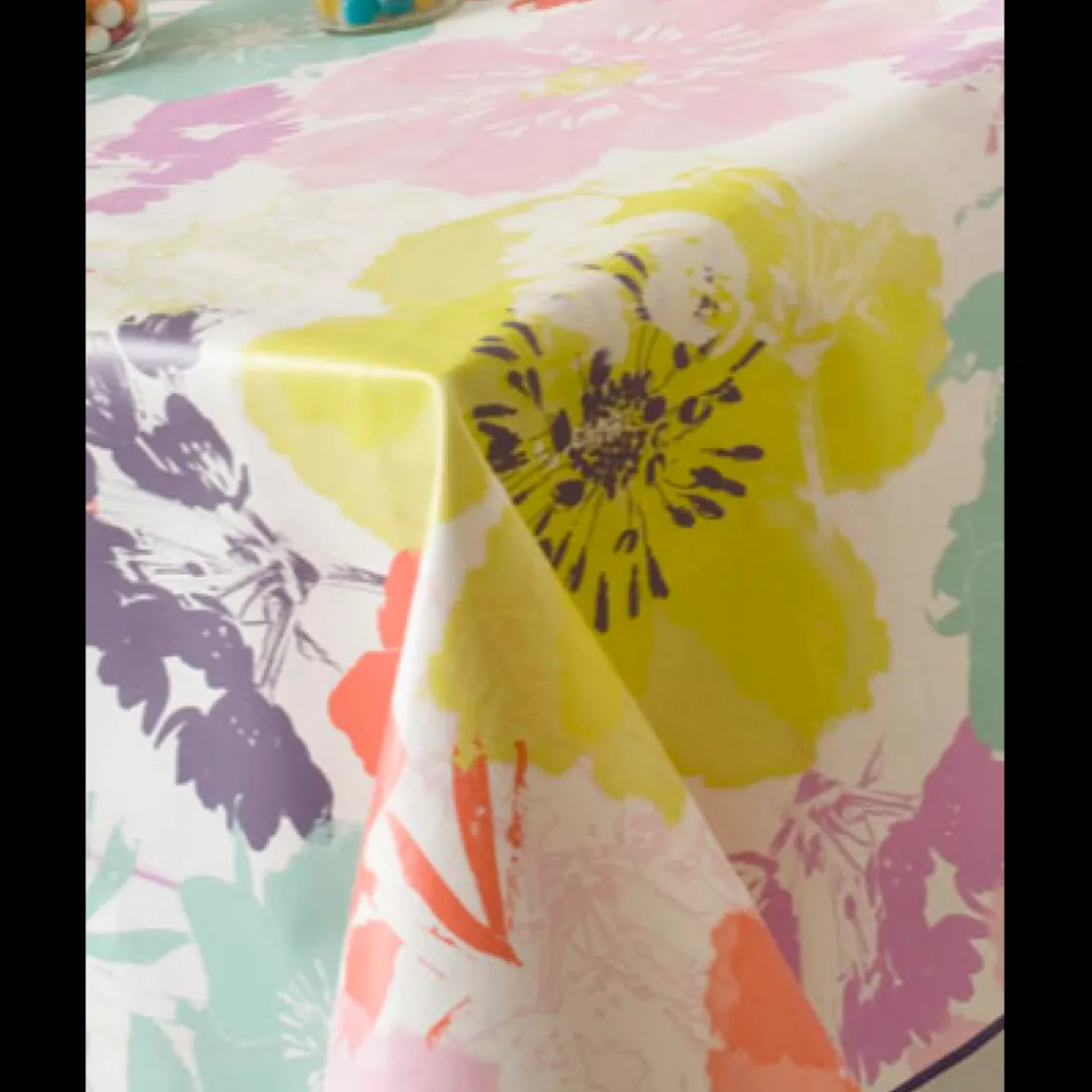 Nappe Rectangle Aquarelle Toile Ciree Multicolore