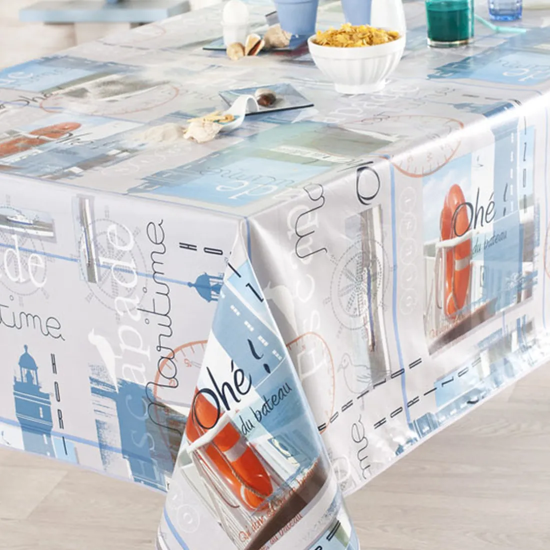 Nappe Rectangle Escapade Toile Ciree Bleu