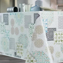 Nappe Rectangle Faience Toile Ciree Multicolore