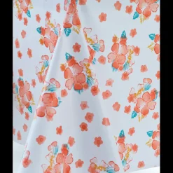 Nappe Rectangle Hibiscus Toile Ciree Corail