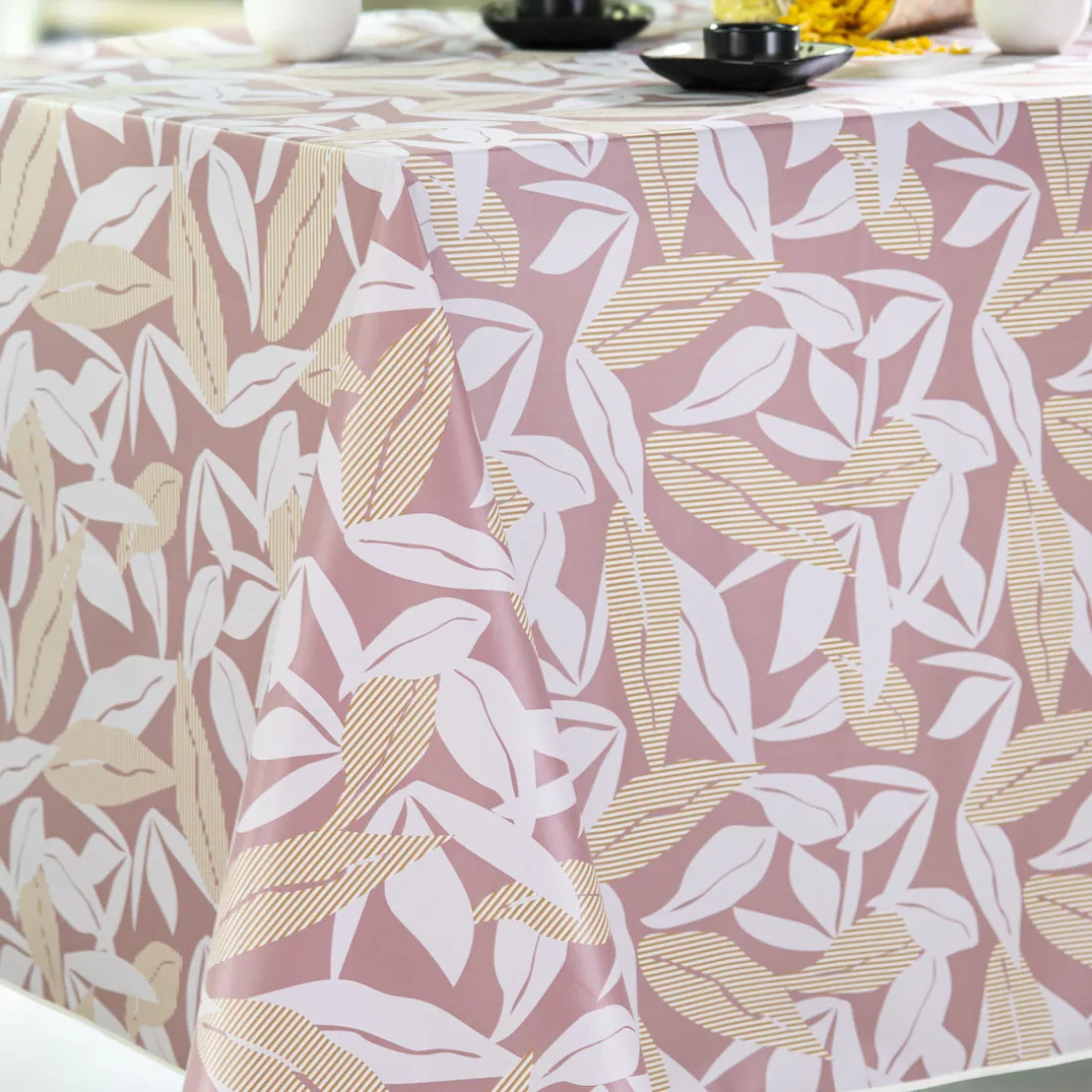 Nappe Rectangle Liv Beige Toile Ciree Rose