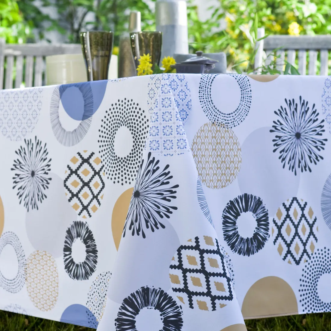 Nappe Rectangle Neptune Toile Ciree Curry