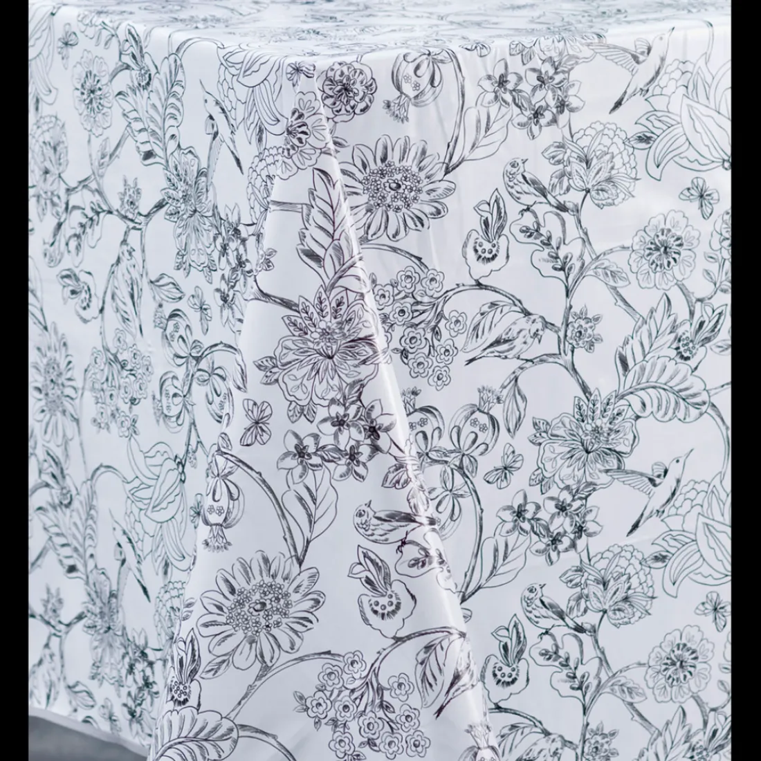 Nappe Rectangle Paradisiaque Toile Ciree Blanc