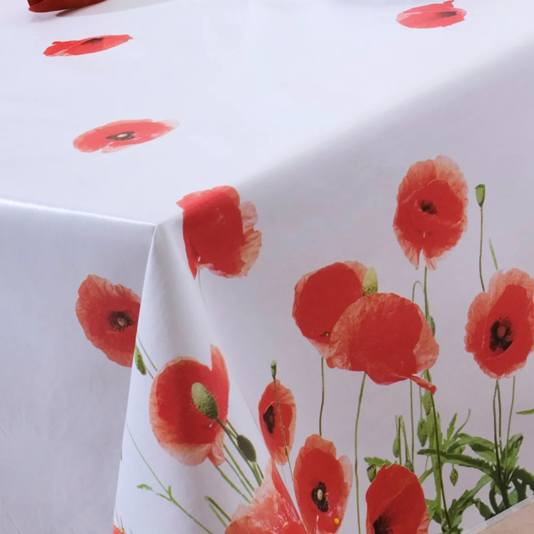 Nappe Rectangle Red Poppy Translucide Rouge