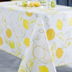 Nappe rectangle TOILE CIREE Jaune