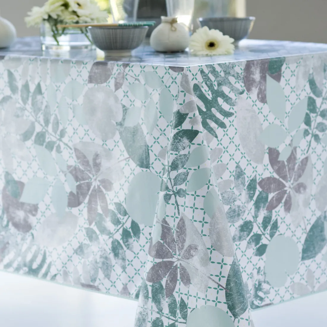 Nappe Rectangle Vegetalmix Toile Ciree Aqua