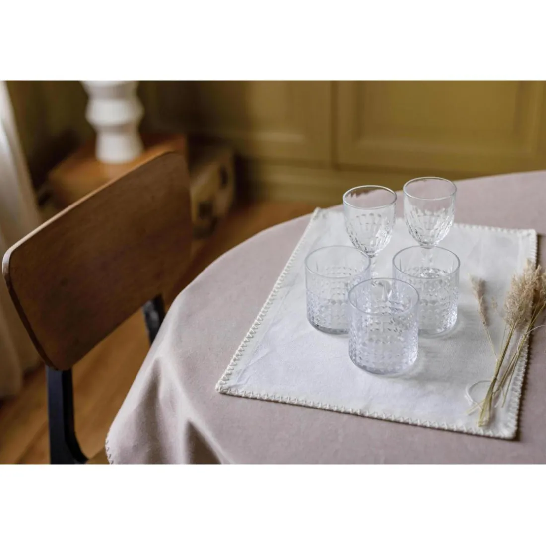 Nappe recyclée Delia Naturel 170 x 170