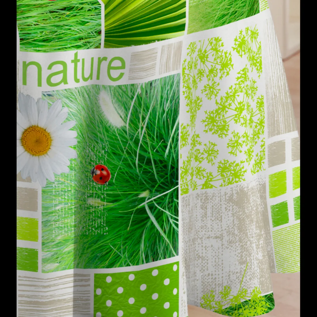 Nappe ronde 140 cm TOILE CIREE Vert