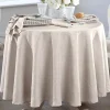 Nappe ronde en polyester FONTANA 180 øu froissé permanent beige chanvré