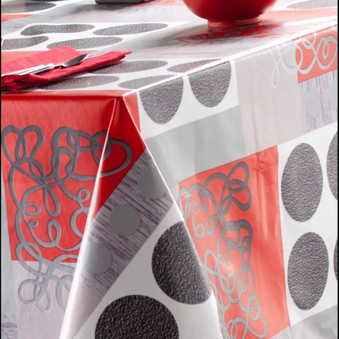 Nappe ronde FLAG, TOILE CIREE Gris