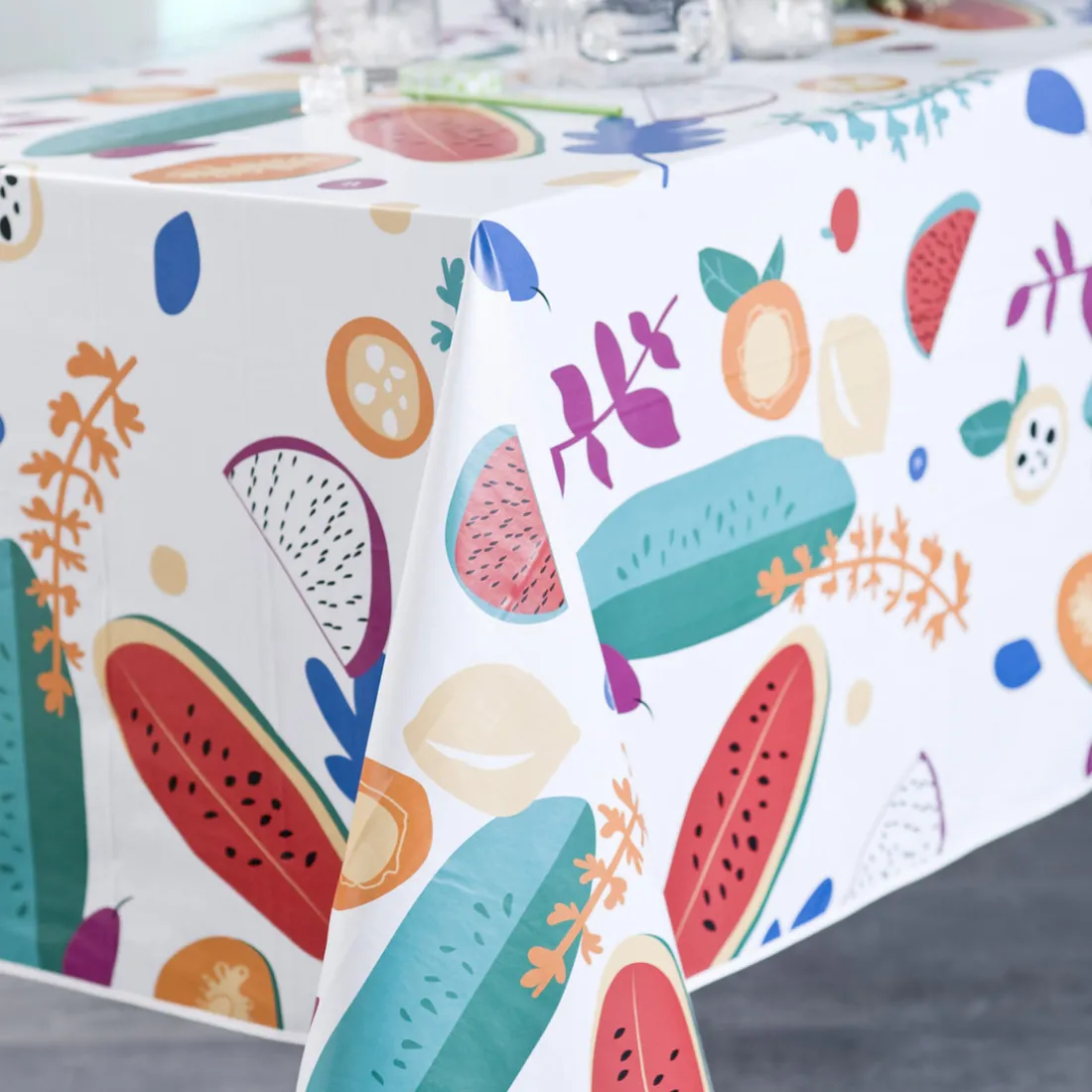 Nappe Ronde Fruitella Toile Ciree Multicolore