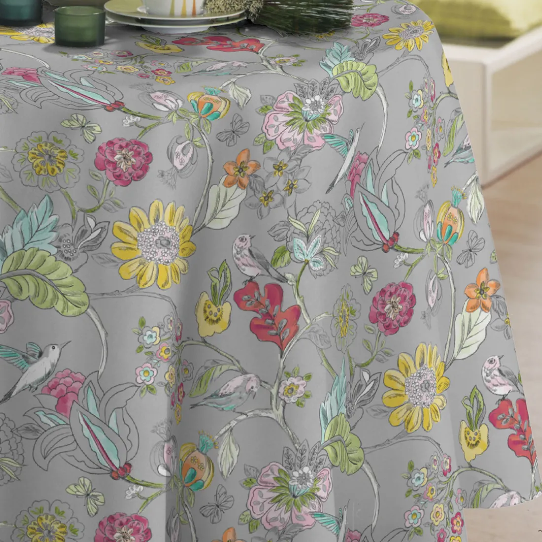 Nappe Ronde Paradisiaque Toile Ciree Multicolore