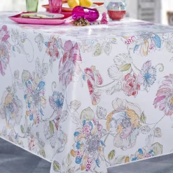 Nappe ronde PEONIA TOILE CIREE Multicolore 140 cm
