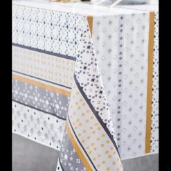 Nappe Ronde Riviera Toile Ciree Gris 140 cm