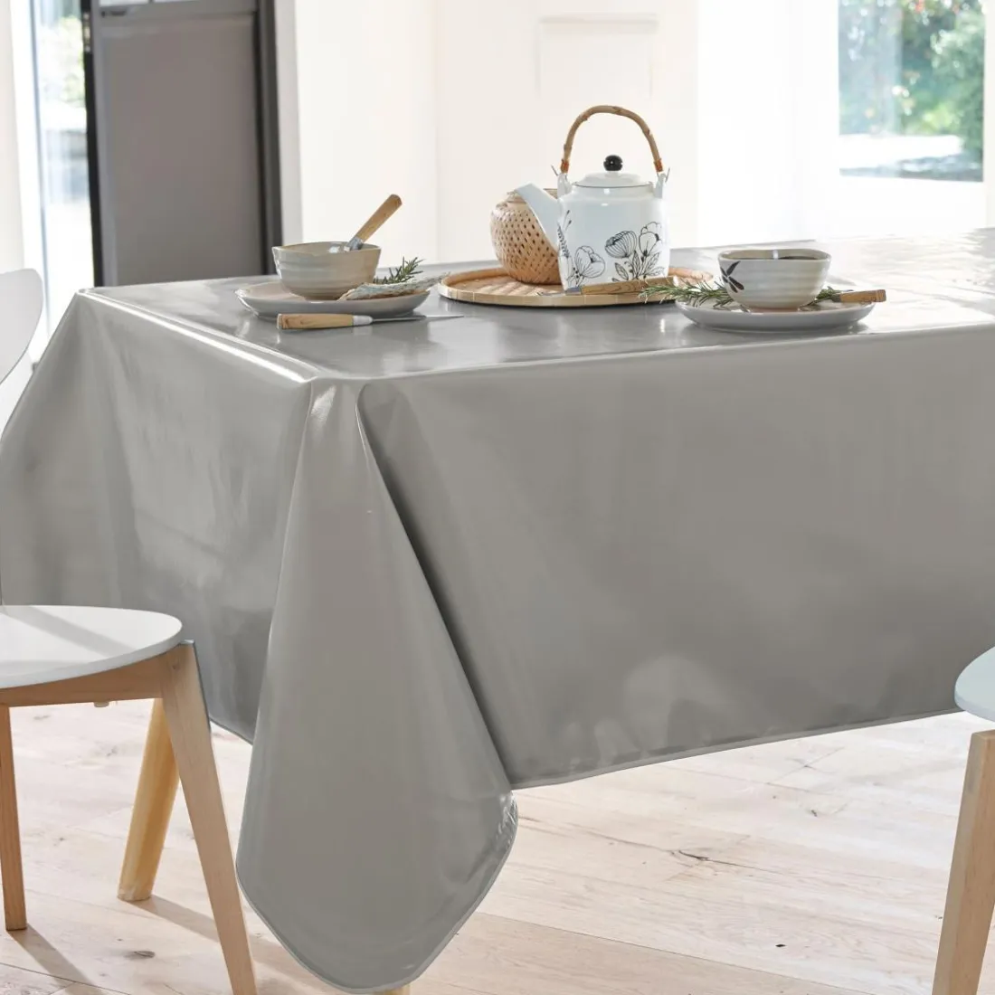 Nappe toile cirée MUZIKA ø gris perle