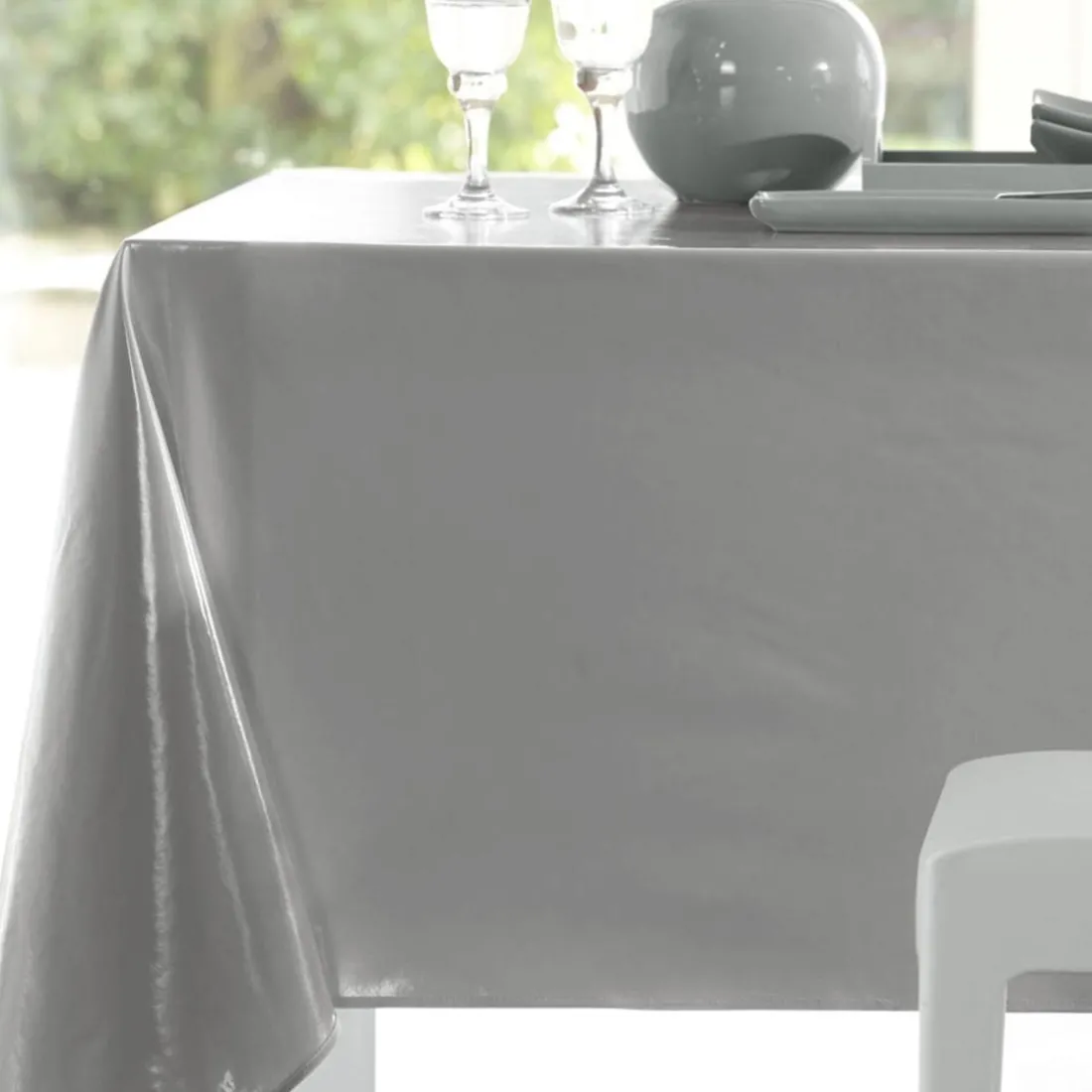 Nappe toile cirée MUZIKA ø gris perle