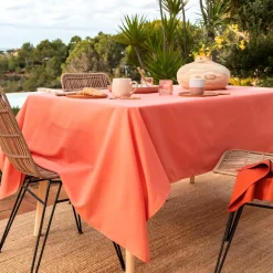 Nappe ultra douce ronde 180 cm PEACHSKIN - orange corail