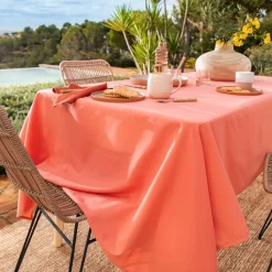 Nappe ultra douce ronde 180 cm PEACHSKIN - orange corail