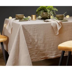 Nappe 170x170 LINA marron en lin